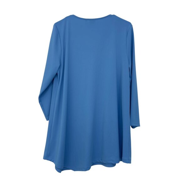 Rafaella Womens Silver Beaded Tunic Top SZ XL Blue Stretch Polyester V-Neck - Picture 9 of 13